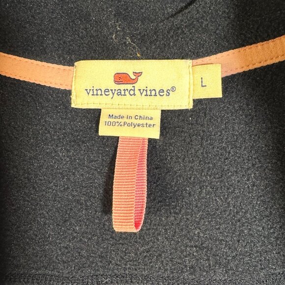 Vineyard Vines Navy Blue Full Zip Fleece Vest SZ Large Whale Logo Warm Casual - Picture 8 of 11